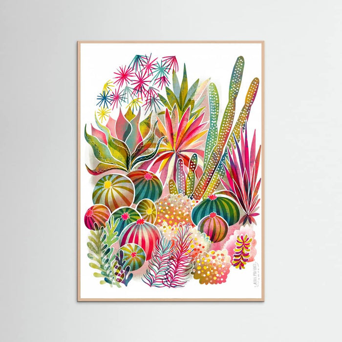 Rose Wood Flowering Succulent and Cacti Garden Poster