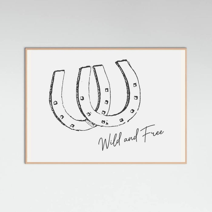 Horseshoe Wild and Free Black Poster – plakat og kunsttryk