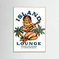 Rose Wood Island Lounge Tropical Pin Up Girl Playing Guitar Poster