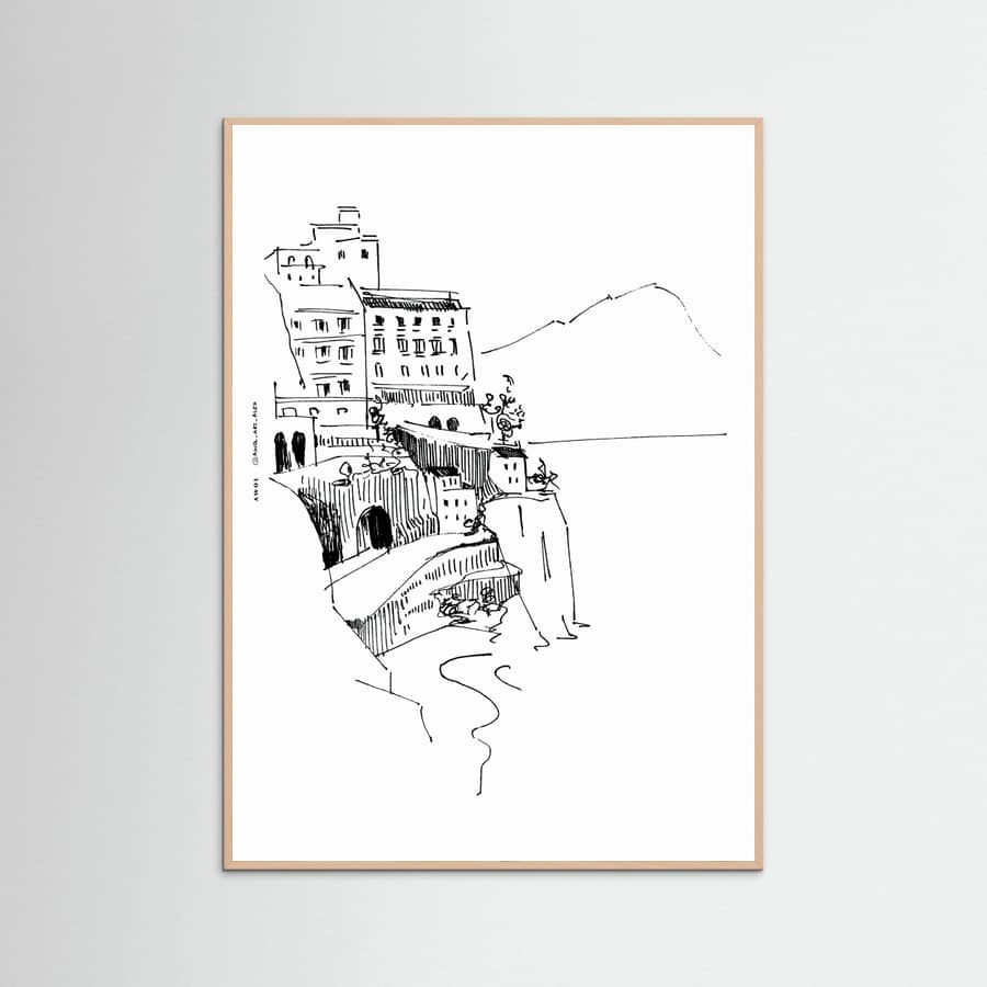 Italian Landscape Art, Amalfi Coast Small Towns By The Sea Poster – Poster und Kunstdruck