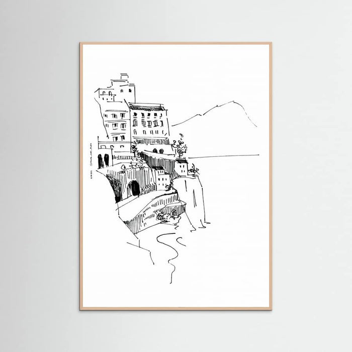 Italian Landscape Art, Amalfi Coast Small Towns By The Sea Poster – Poster und Kunstdruck