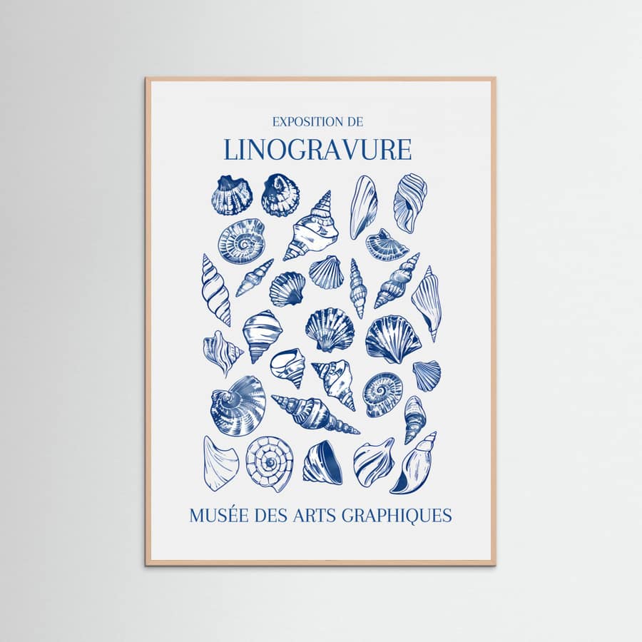 Lino Seashell Art Market Poster – Poster und Kunstdruck