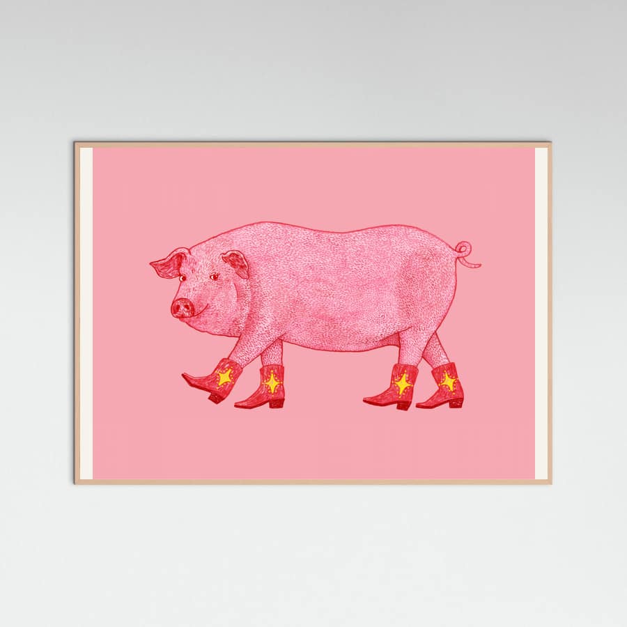 Rose Wood Marjorie the Cowgirl Pig Poster