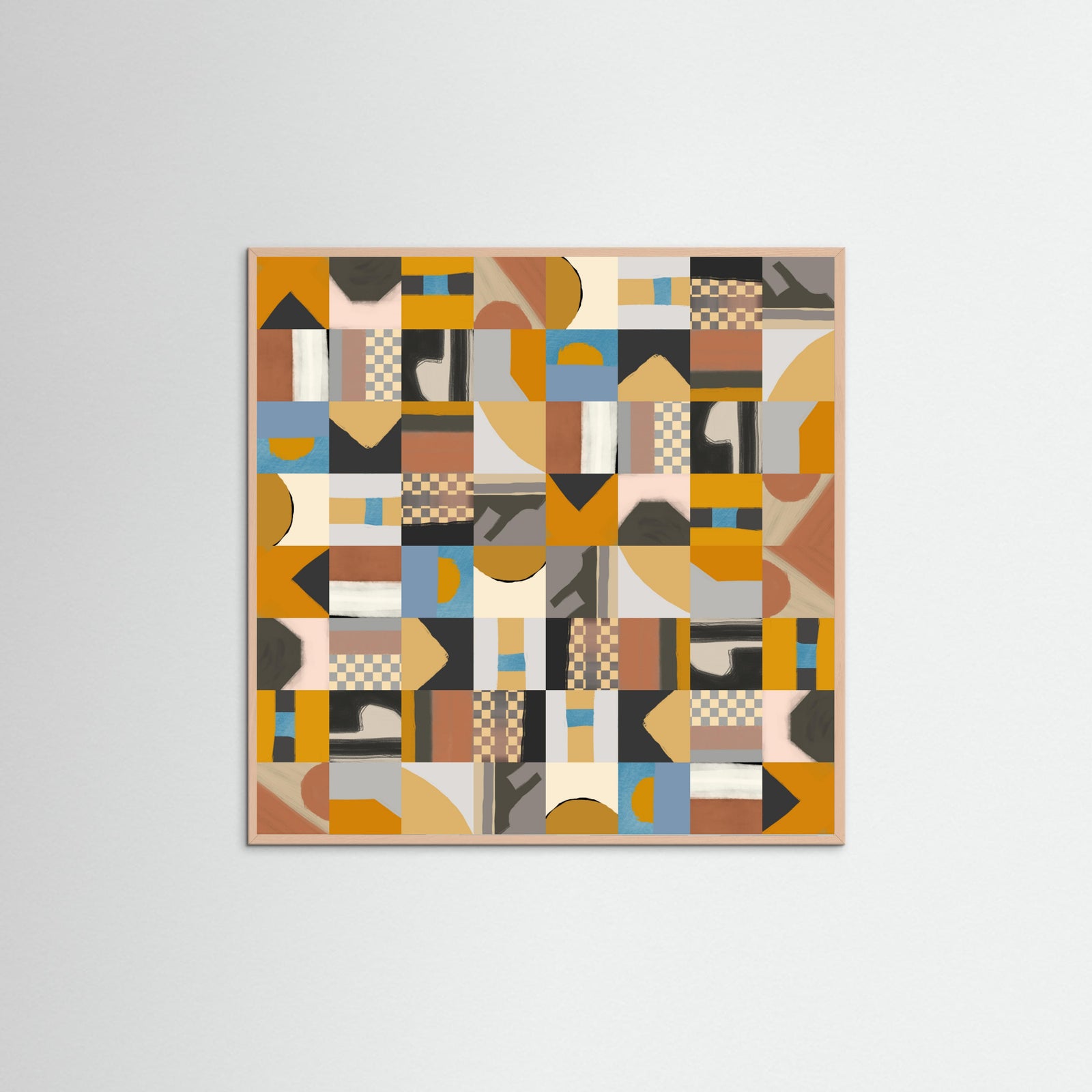 Rose Wood Mid Century Grid Pattern Two Poster