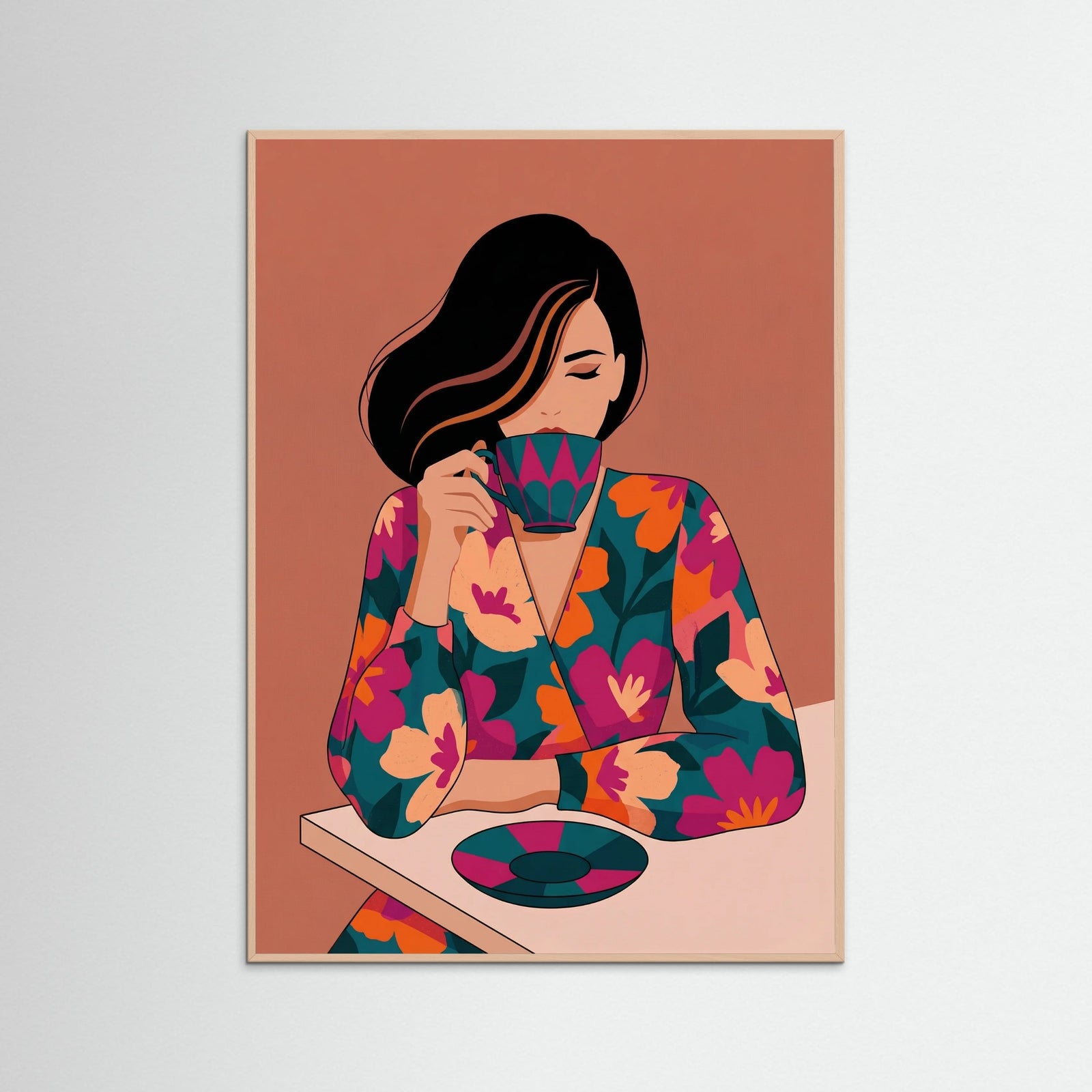 Rose Wood Orange Dot Figure