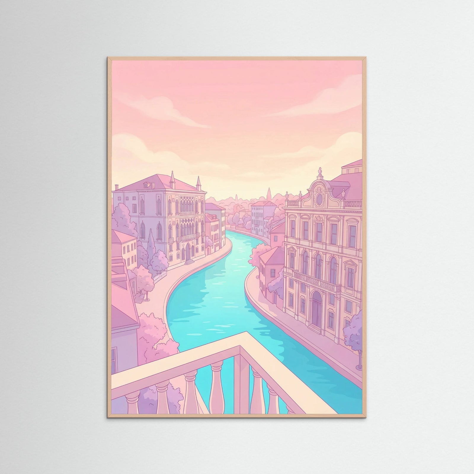 Rose Wood Pastel Cityscape