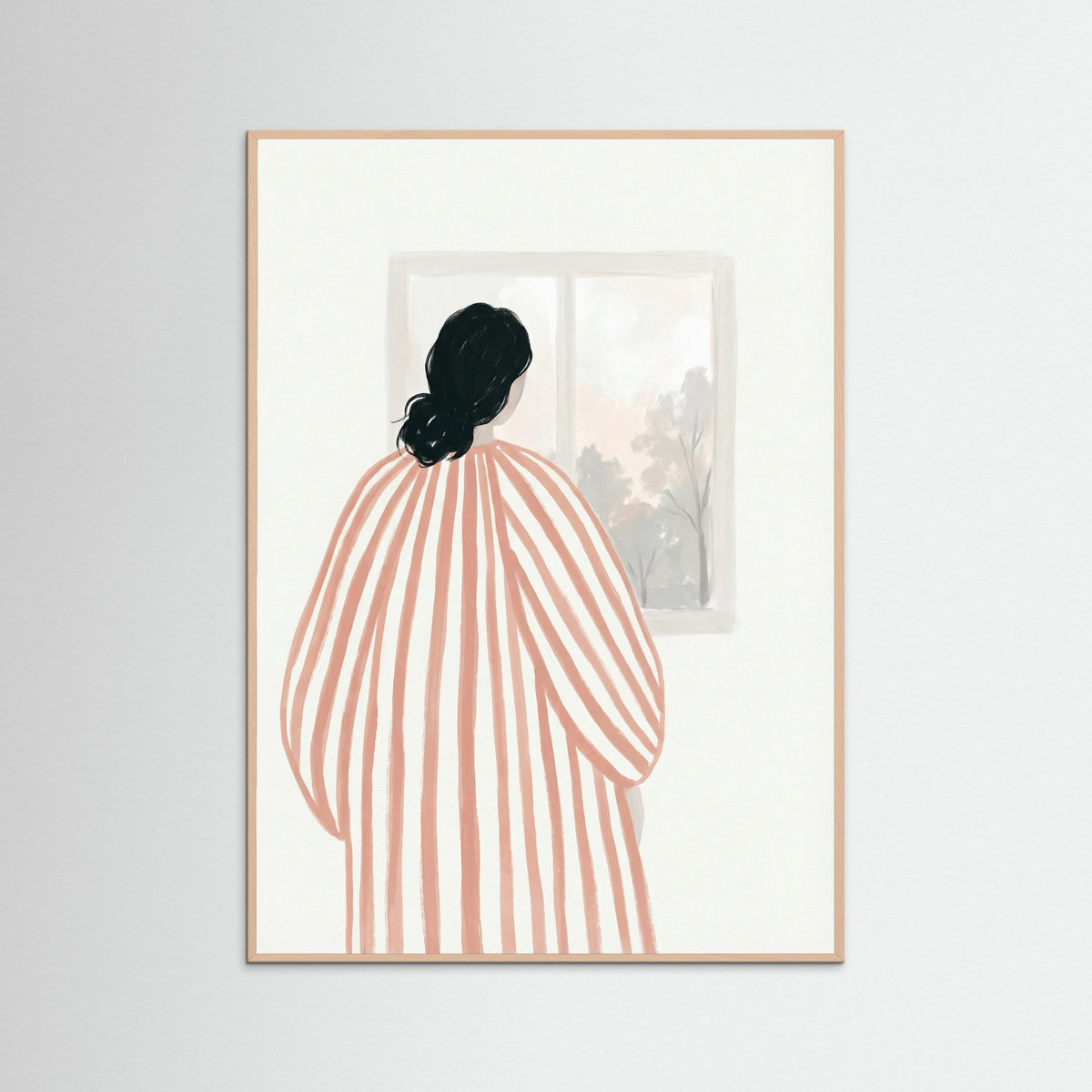 Rose Wood Pensive Striped Figure