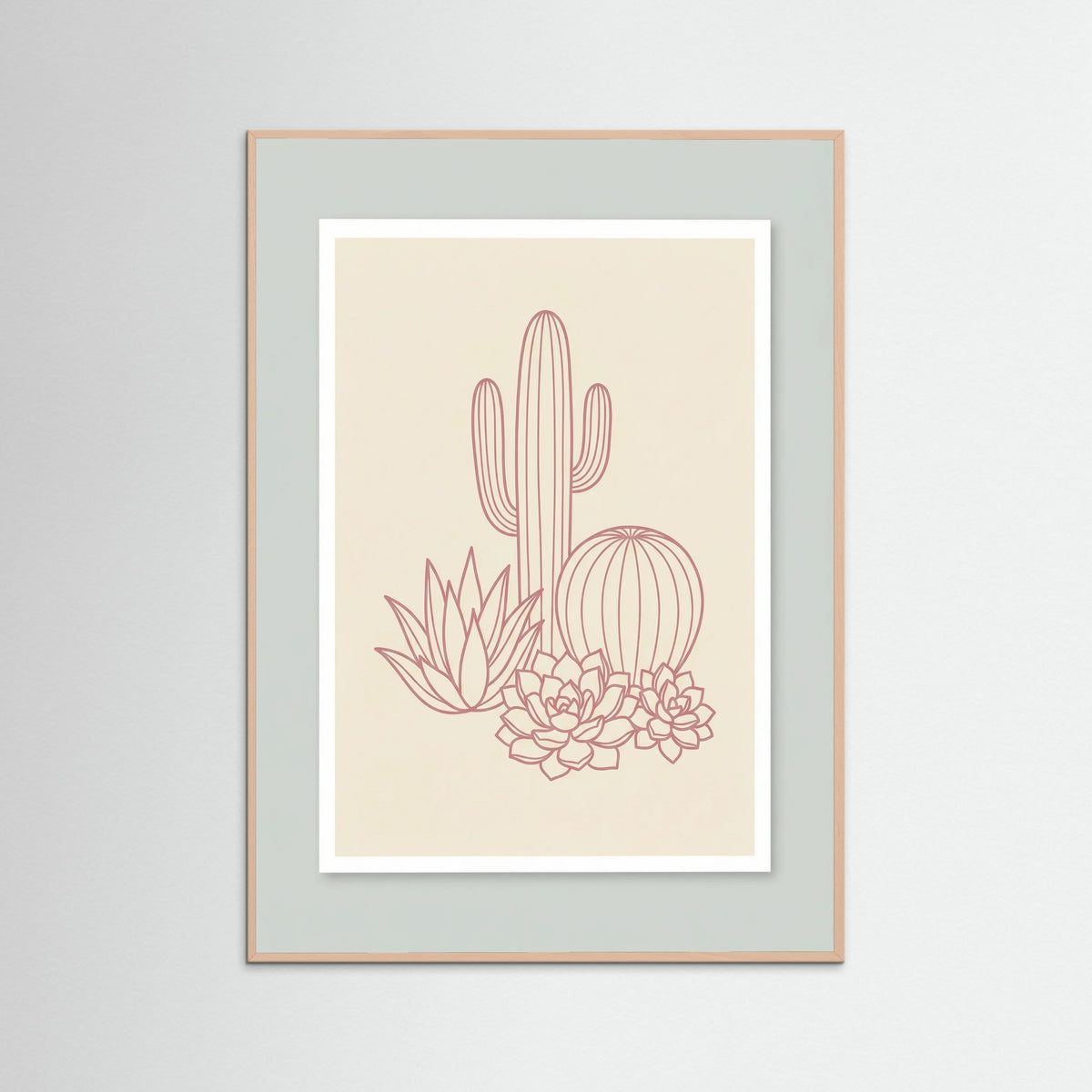 Rose Wood Pink Palm Silhouettes