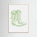 Sage Green Cowgirl Boots with Bow Poster – Poster und Kunstdruck
