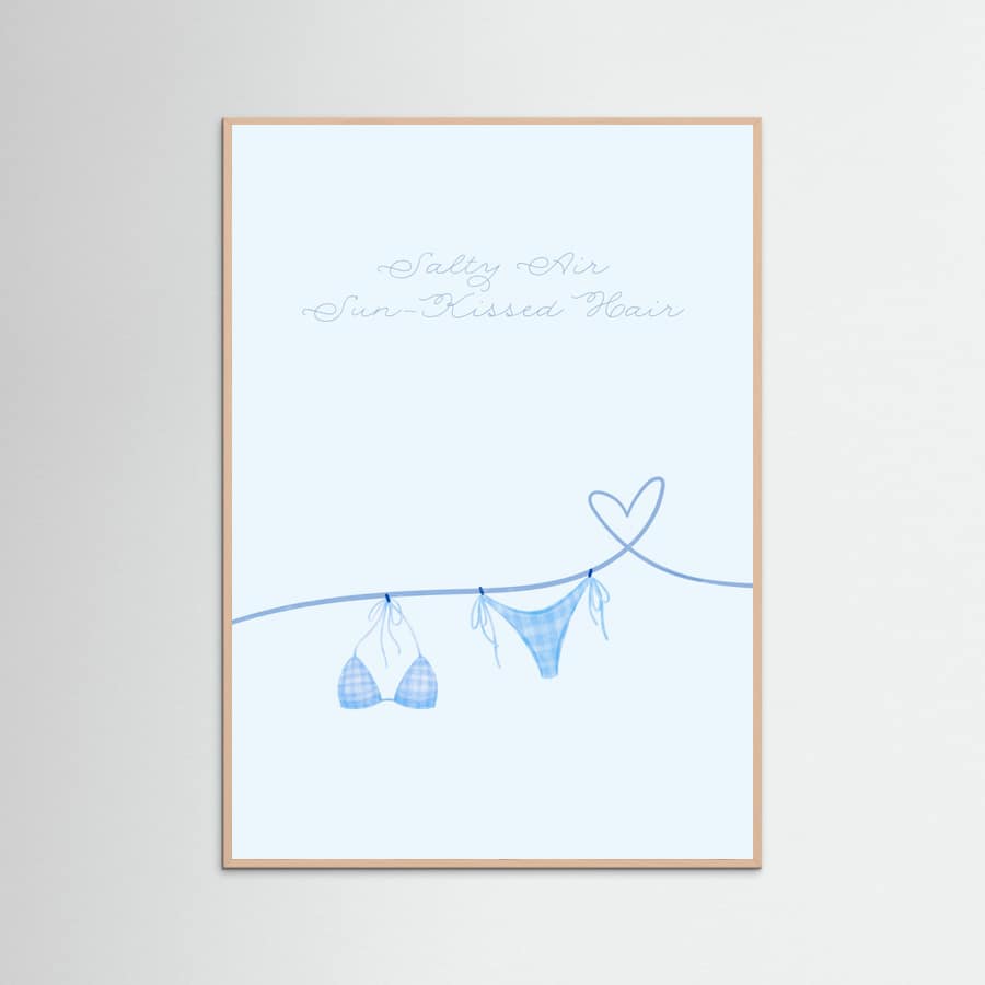 Salty Air Sun Kissed Hair Blue Bikini Poster – poster and art print