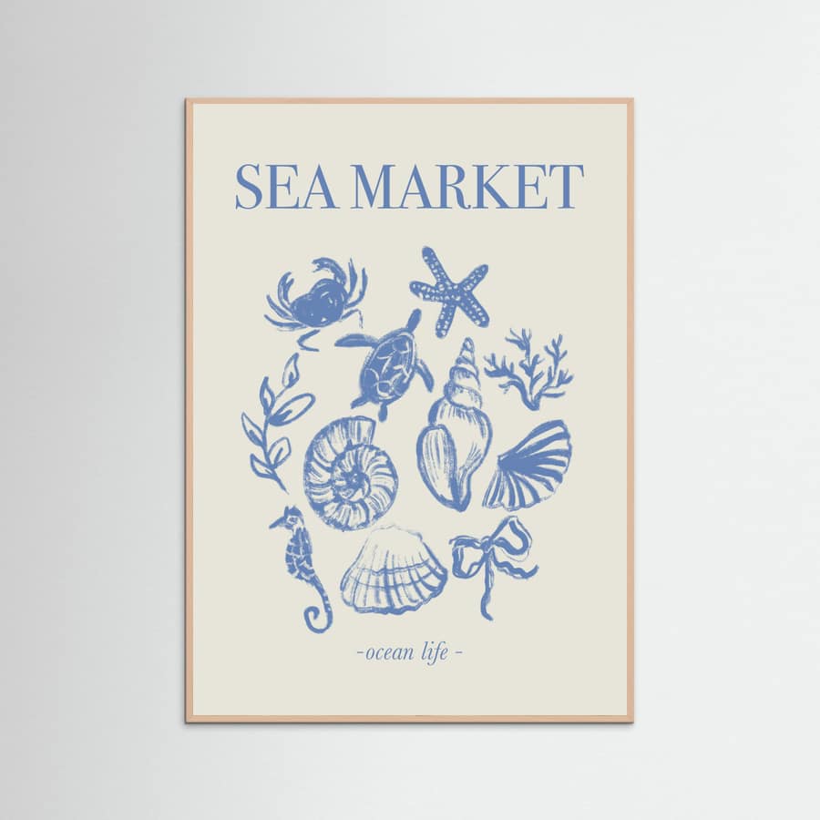 Sea Market Blue Artprint Poster – plakat og kunsttryk