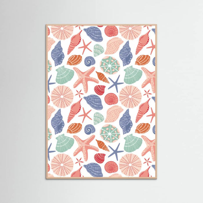 Seashells and Starfish - White Poster – poster and art print