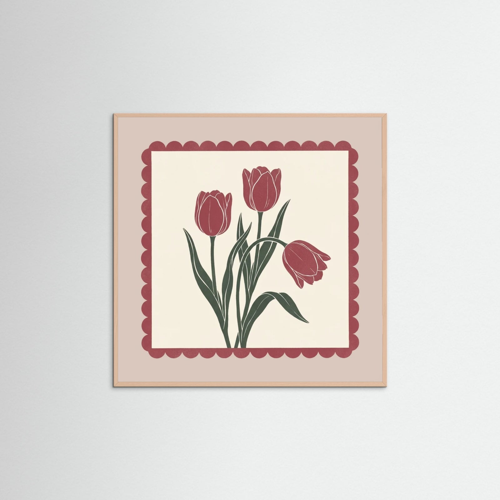 Rose Wood Square Crimson Bloom