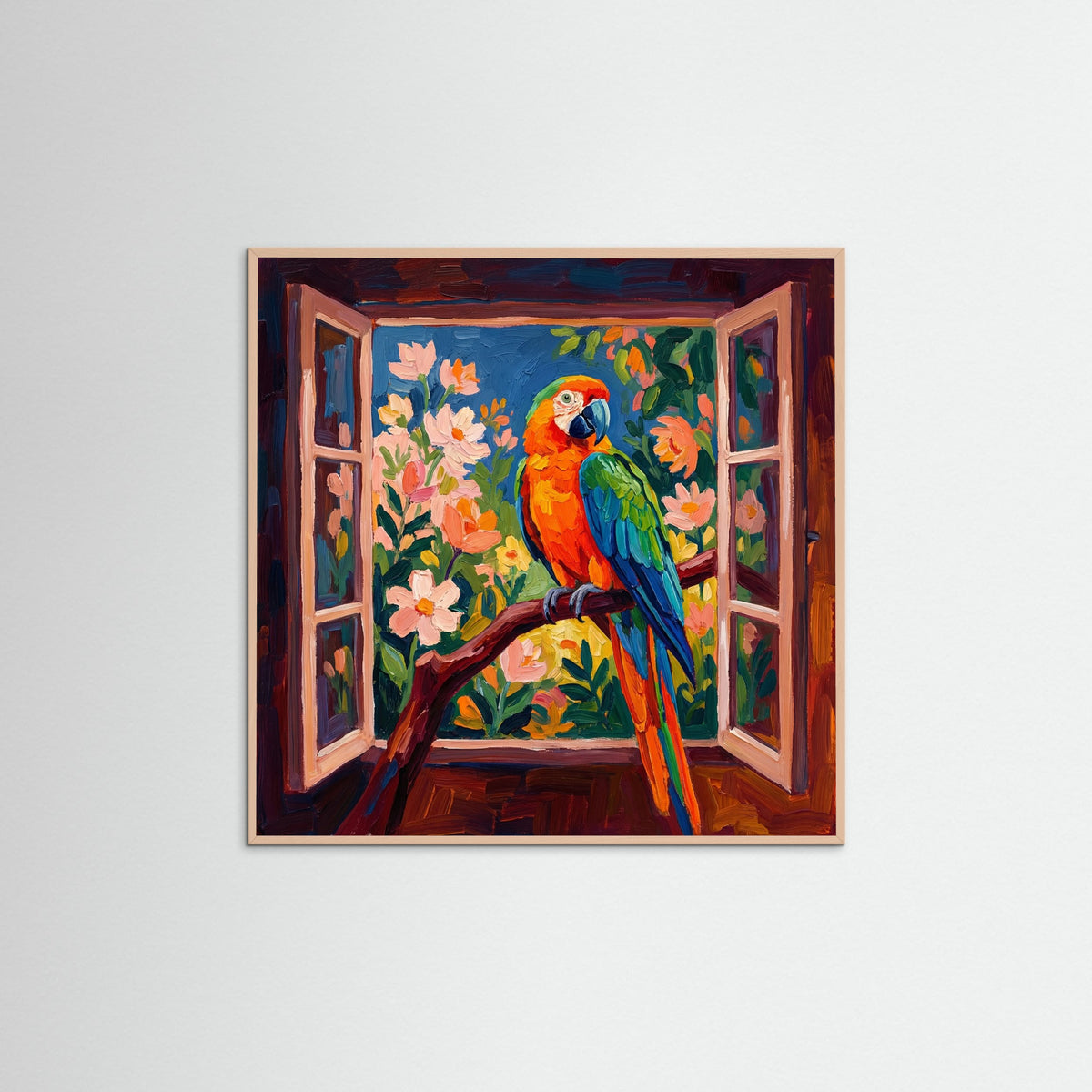 Rose Wood Square Goldfish and Sculpture