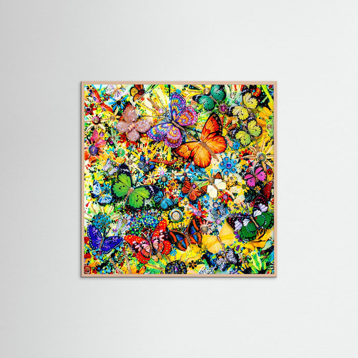 Rose Wood Square Kaleidoscope Butterflies