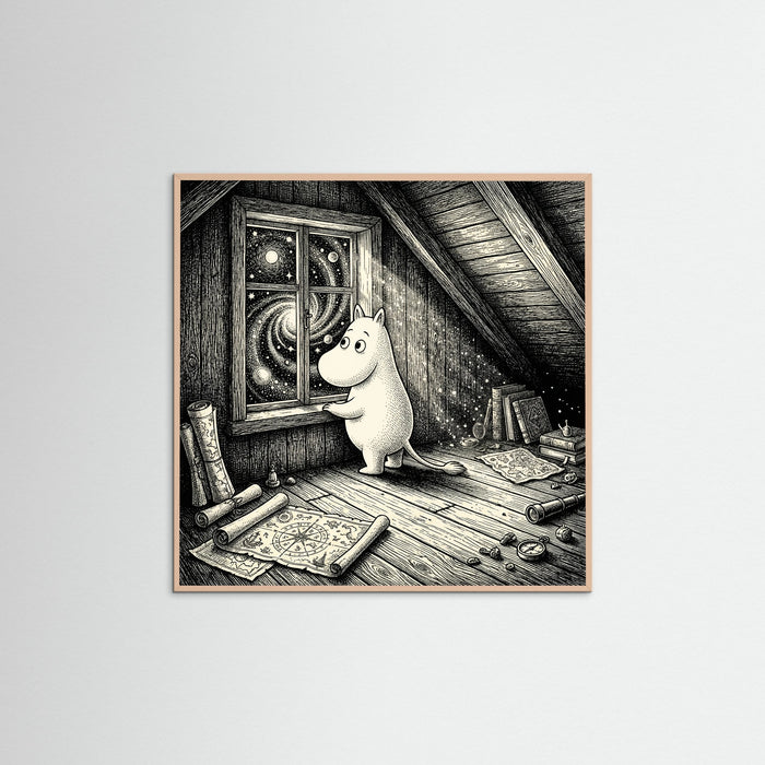 Rose Wood Square Night Window Gaze