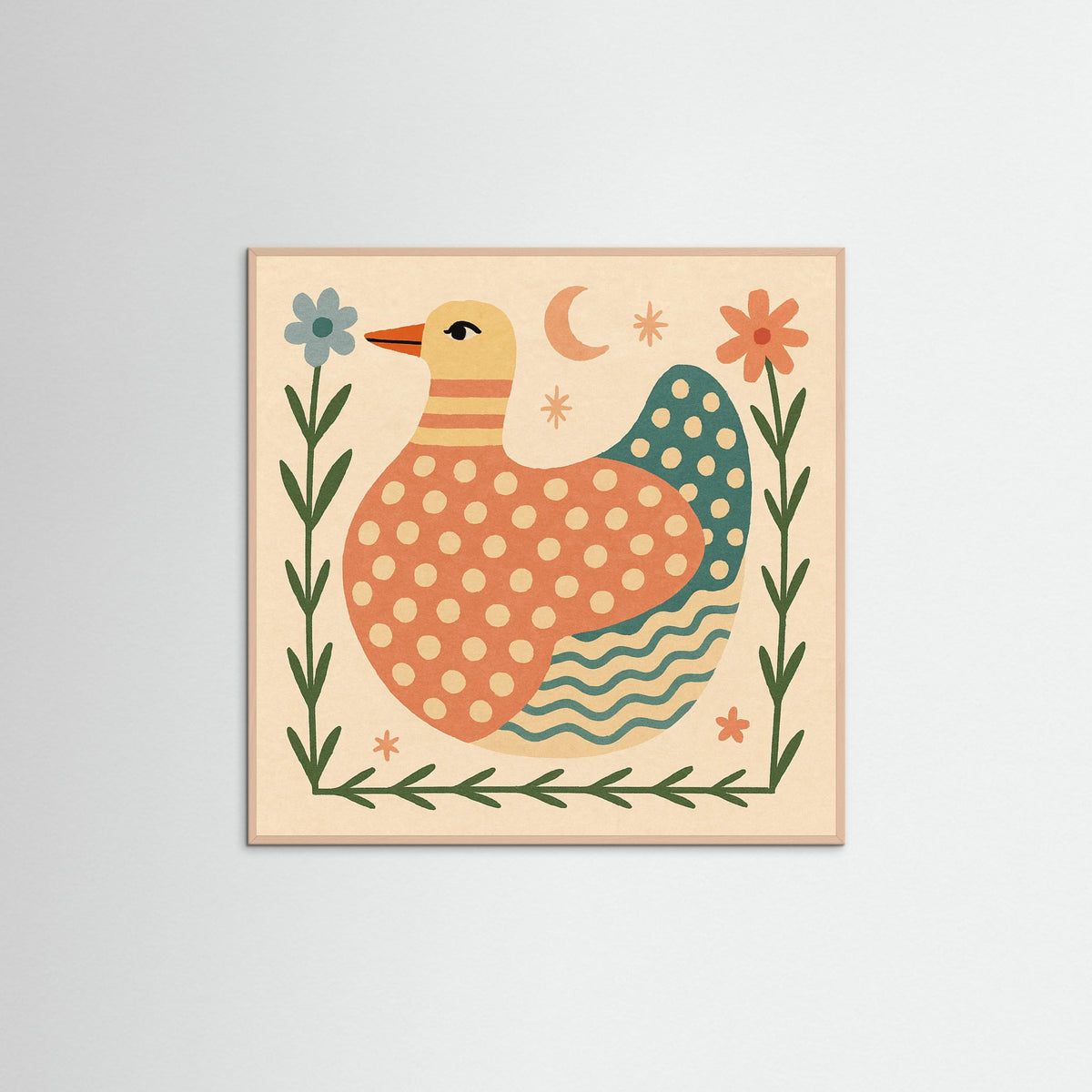 Rose Wood Square Patterned Duck