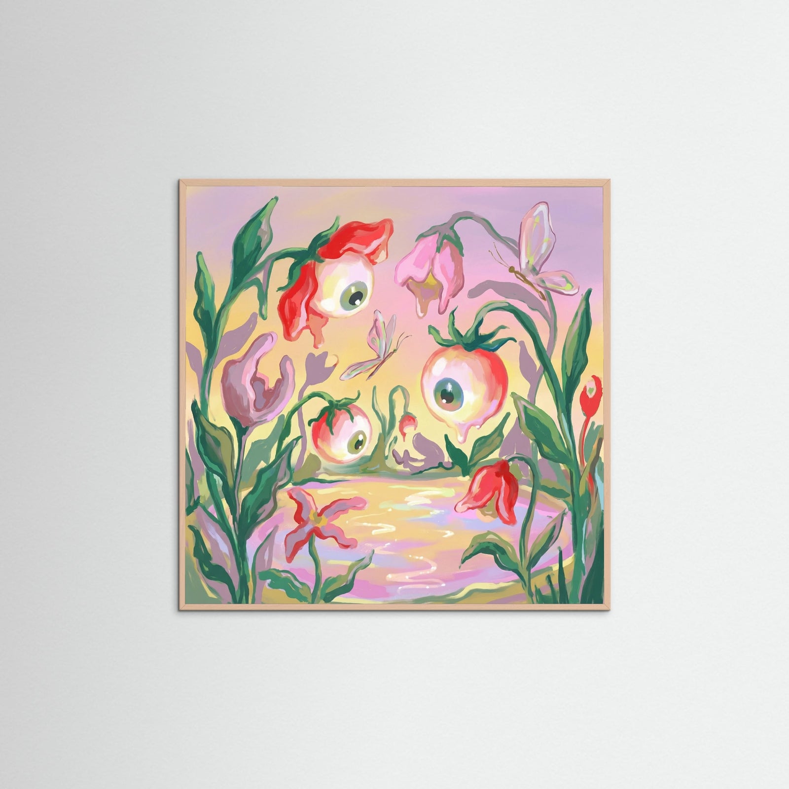 Rose Wood Square Whimsical Timepiece