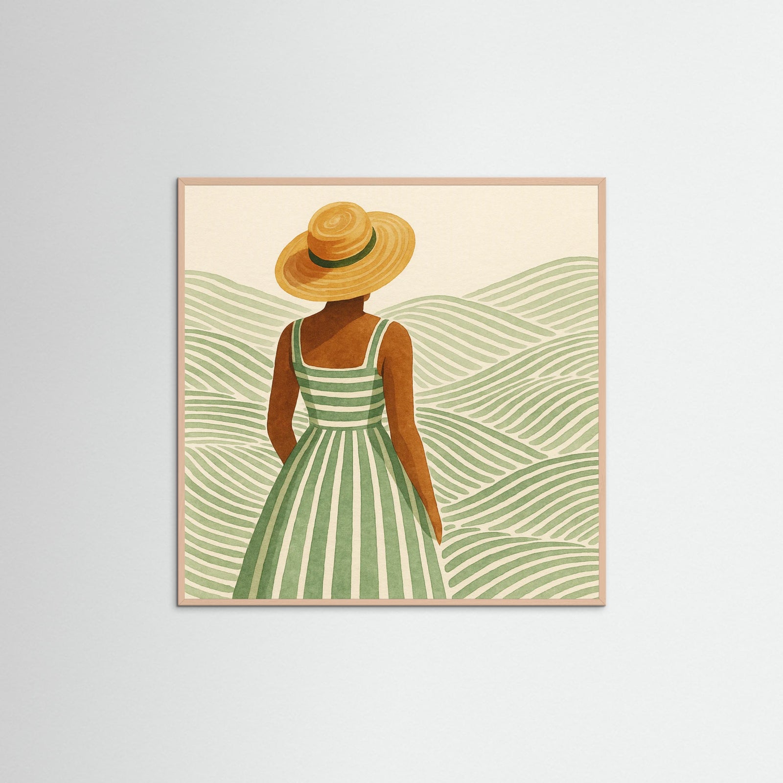Rose Wood Square Woman in Hat