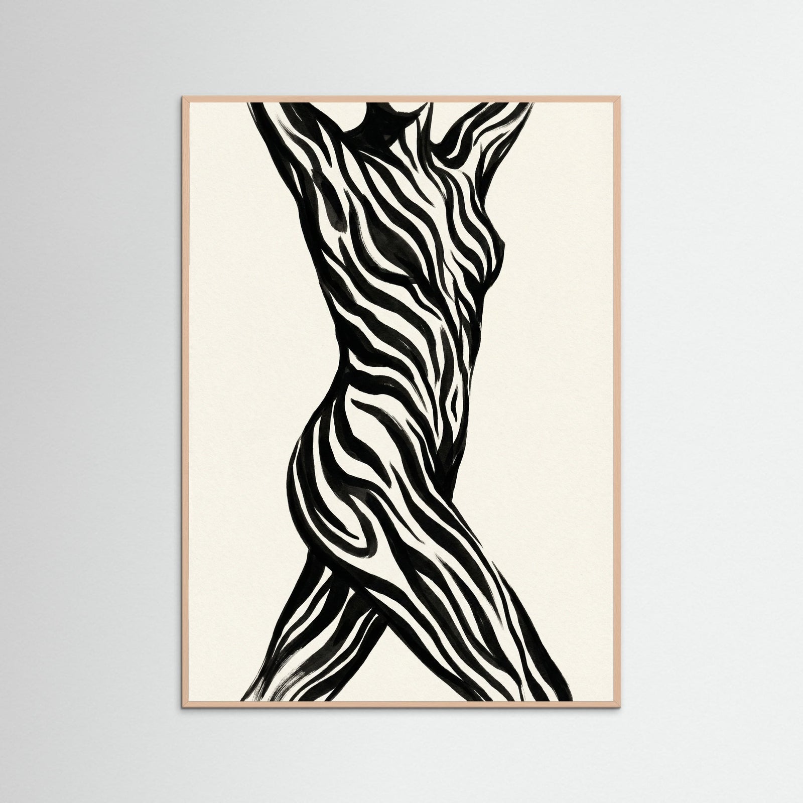 Rose Wood Striped Silhouette Black