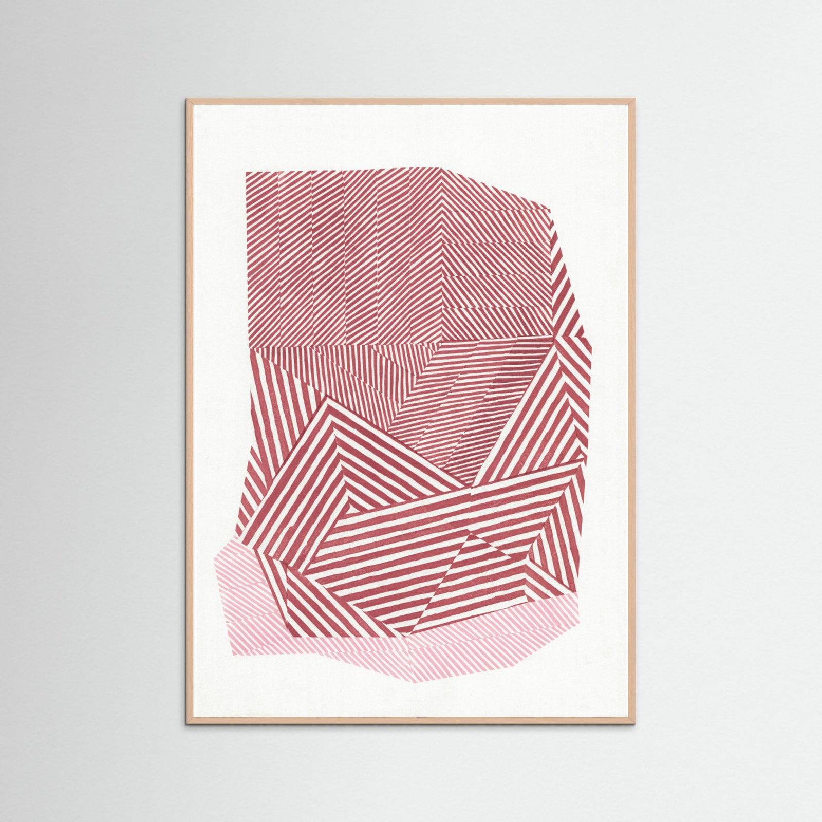 Rose Wood Striped geometric shape Poster