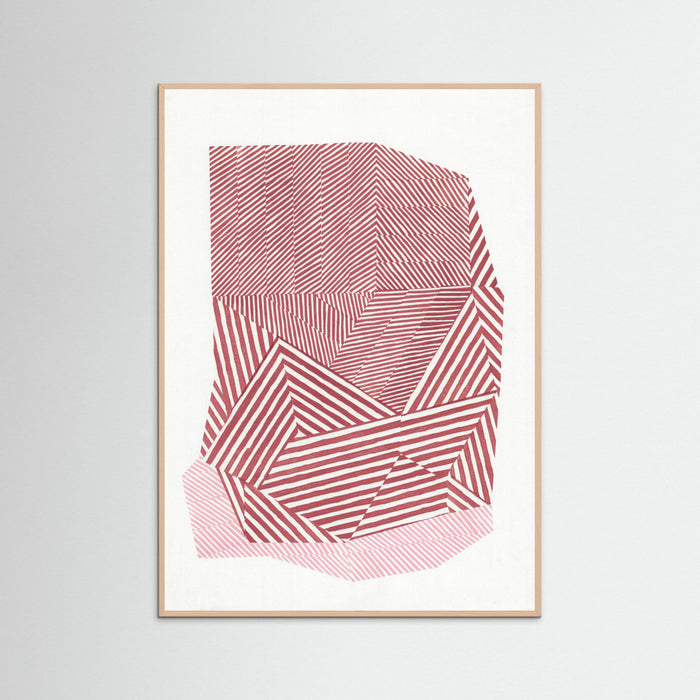 Rose Wood Striped geometric shape Poster
