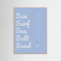 Sun Surf Sea Salt Sand Light Blue Poster – plakat og kunsttryk