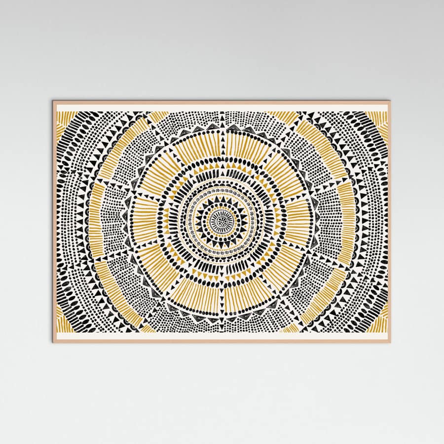 Rose Wood Tribal Sun Poster