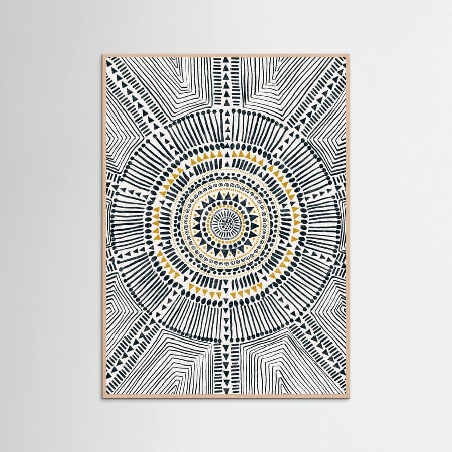 Rose Wood Tribal Sun Poster