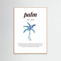 Tropical Palm Tree Poster | Aesthetic Blue Decor with Modern Coastal Style – plakat og kunsttryk