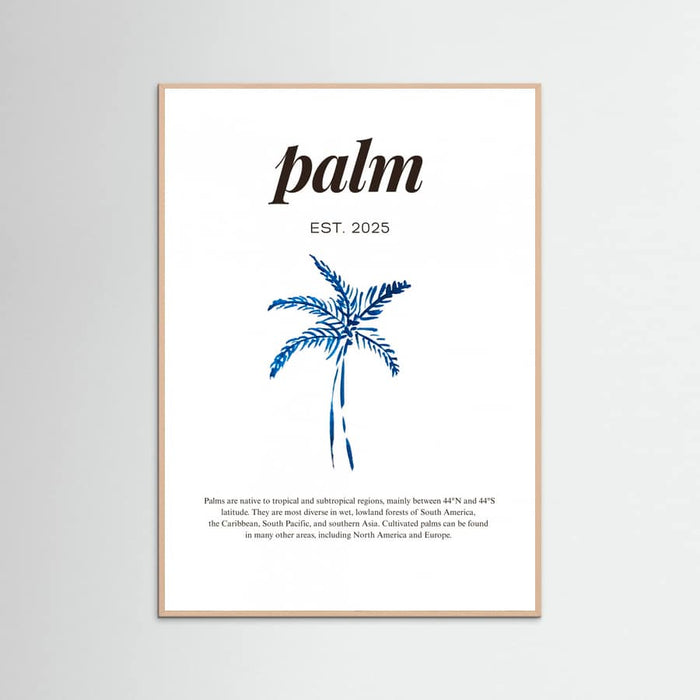 Tropical Palm Tree Poster | Aesthetic Blue Decor with Modern Coastal Style – plakat og kunsttryk