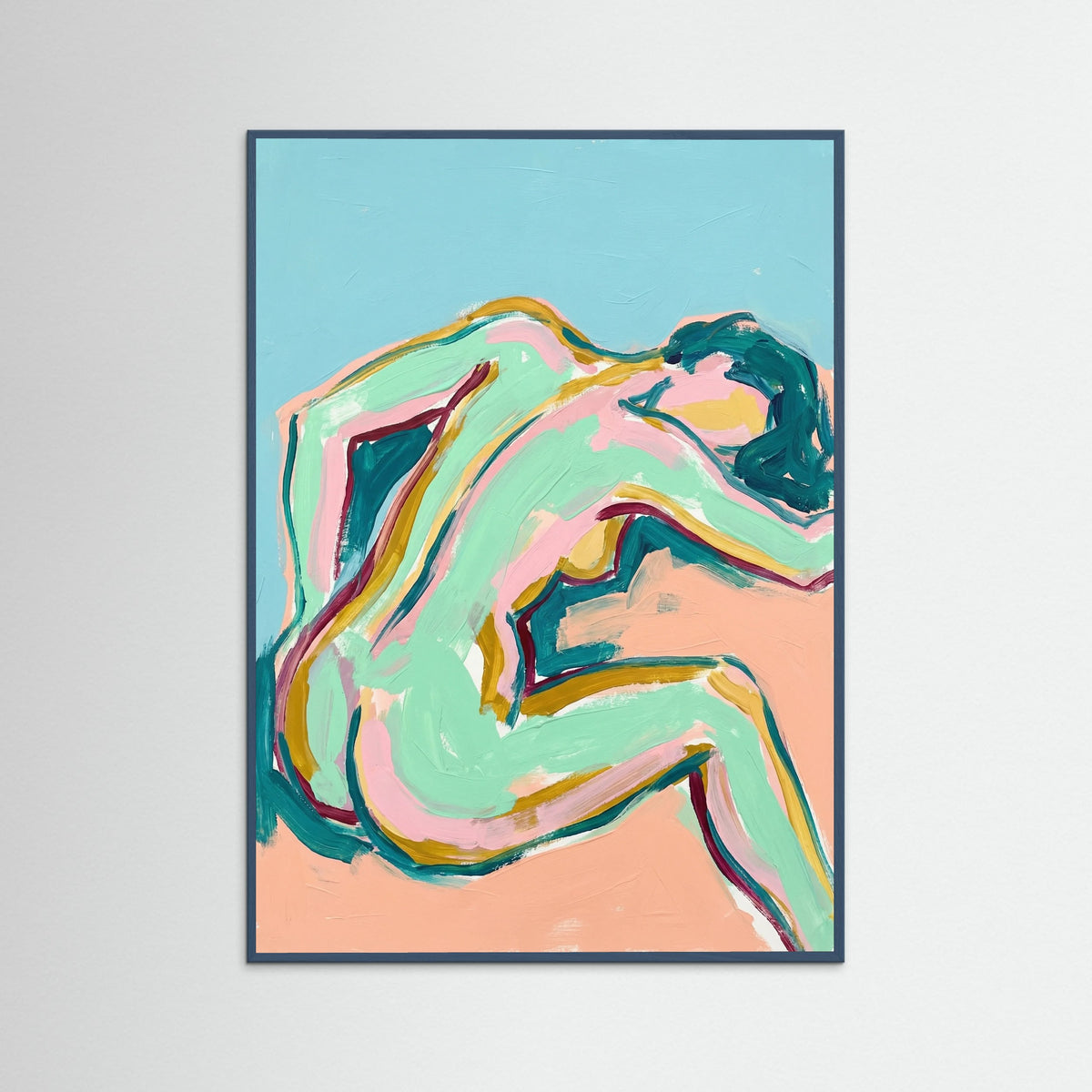 Teal Wood Abstract Bend