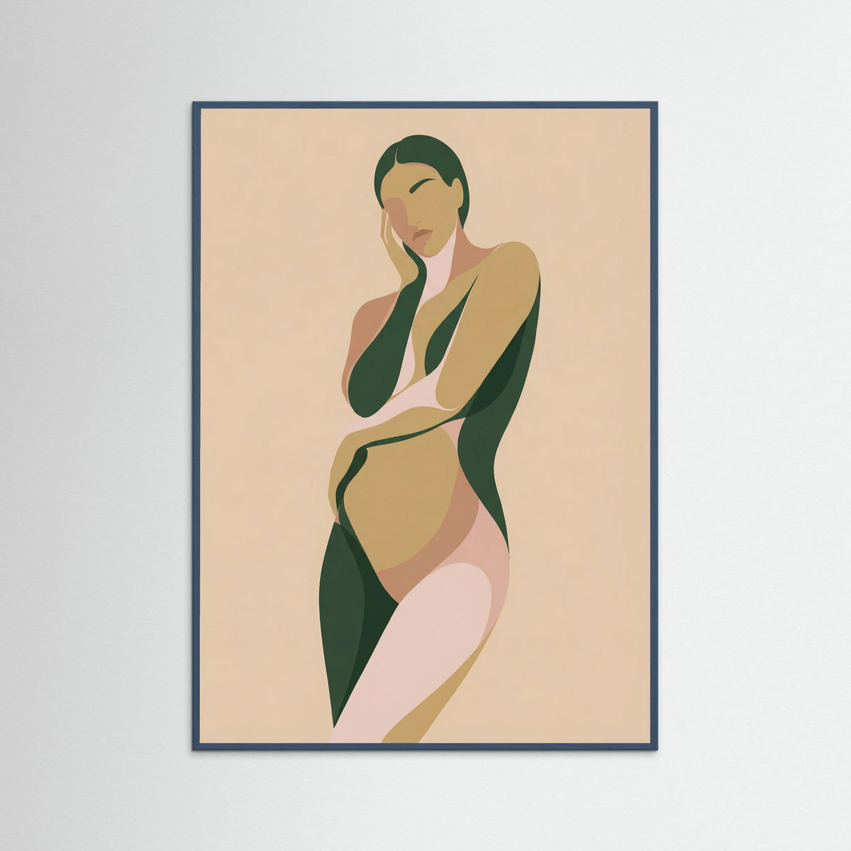 Teal Wood Abstract Embrace Beige