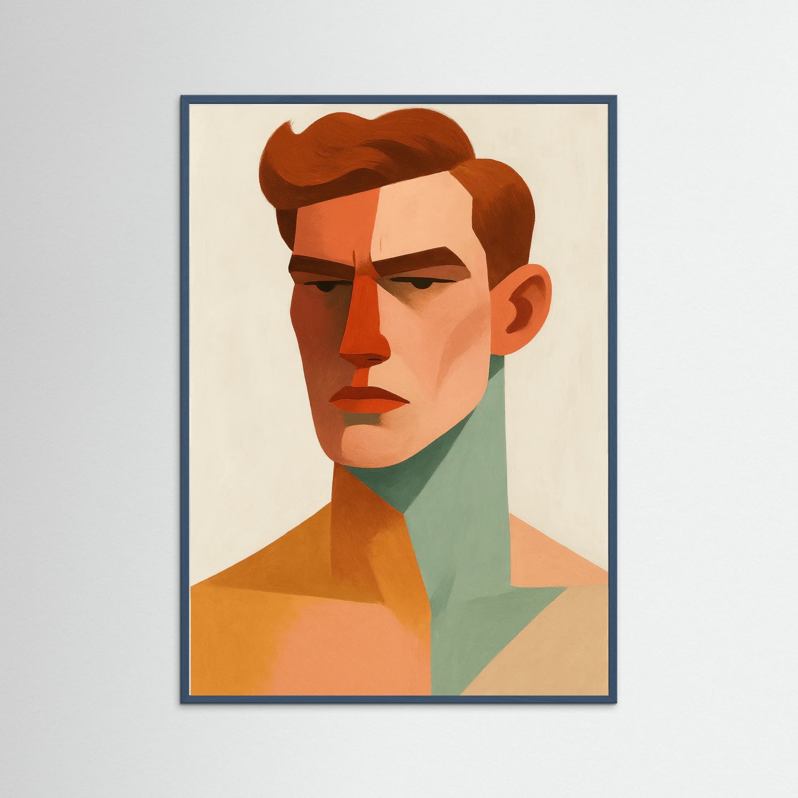 Teal Wood Abstract Face