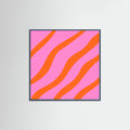 Teal Wood Abstract Lines Orange and Pink Poster