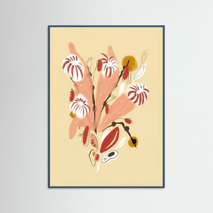 Teal Wood Apricot Bloom Sketch