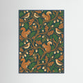 Teal Wood Avian Berry Tapestry