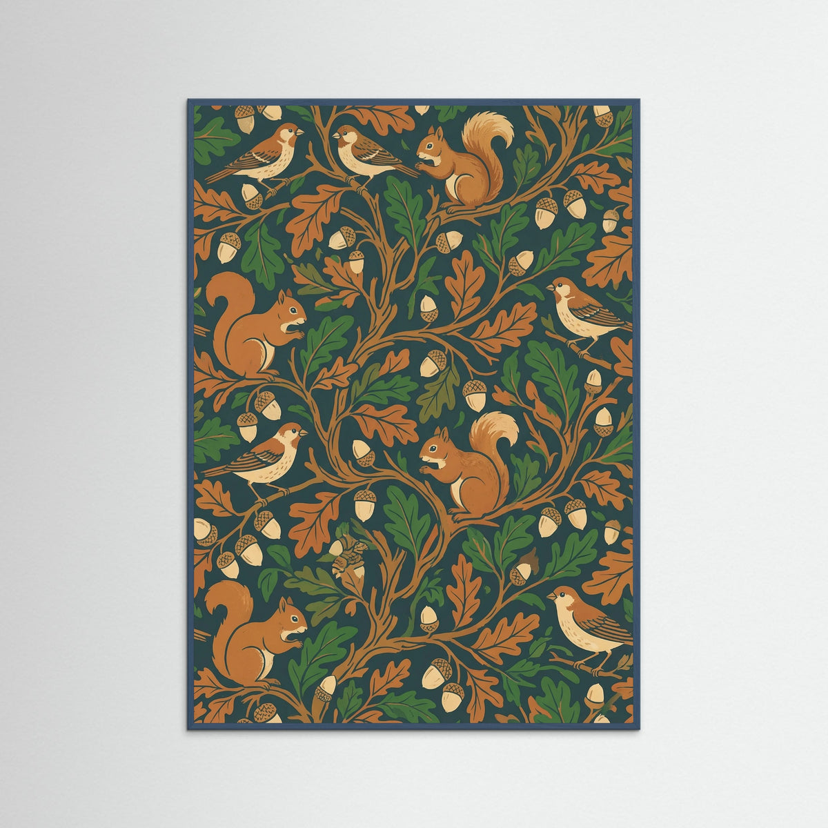 Teal Wood Avian Berry Tapestry