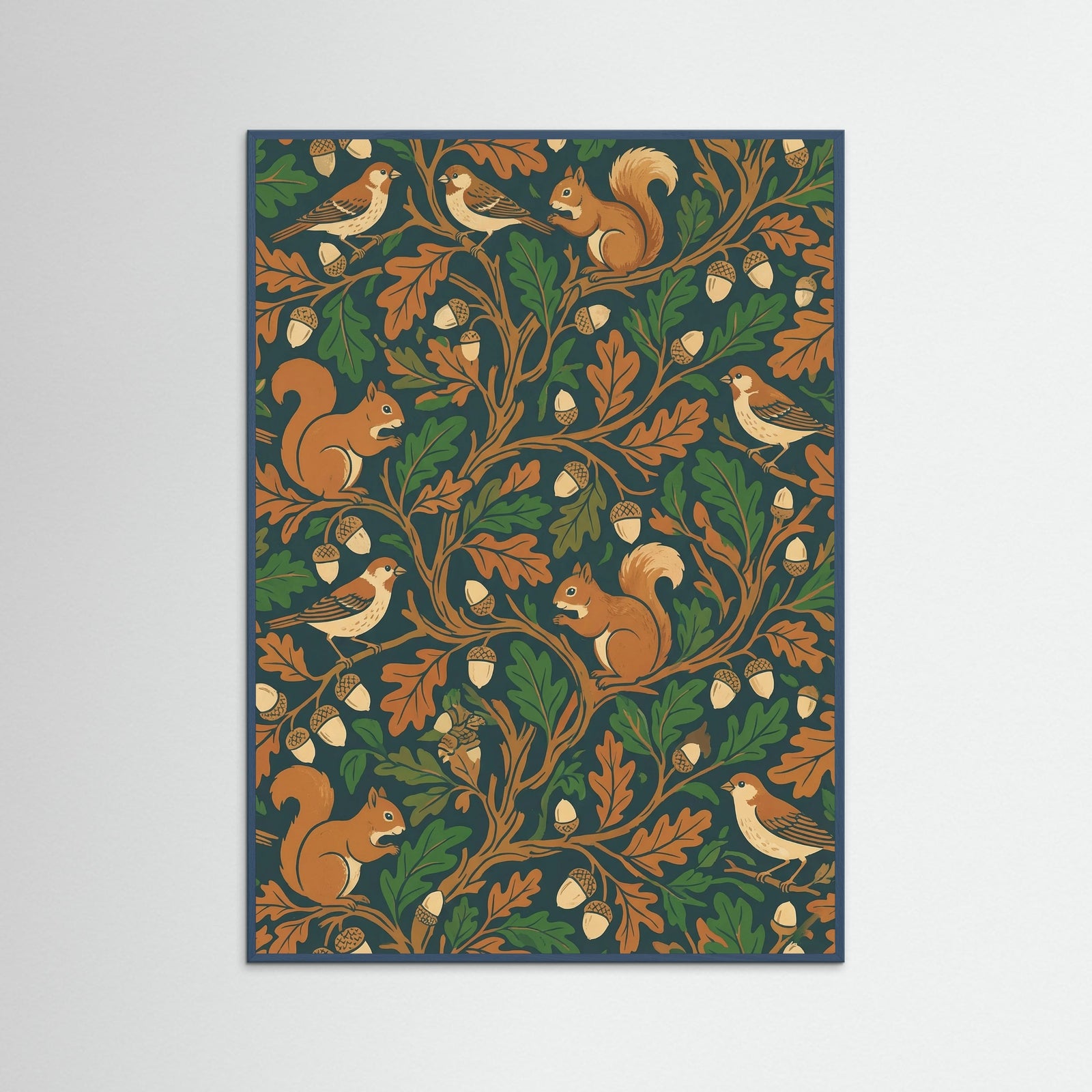 Teal Wood Avian Berry Tapestry