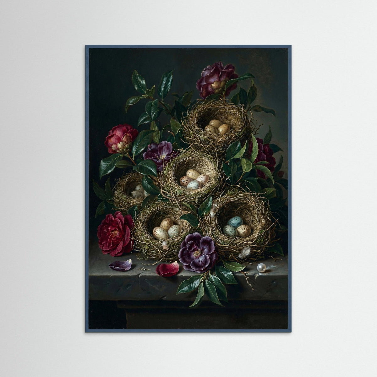 Teal Wood Baroque Floral Opulence