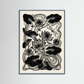 Teal Wood Beardsley Floral Nouveau