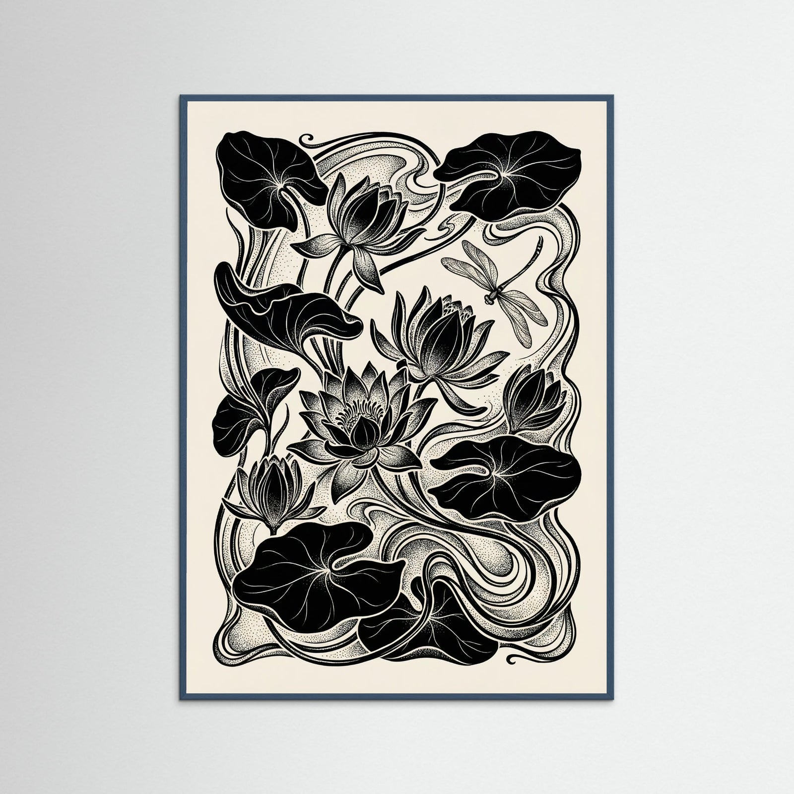 Teal Wood Beardsley Floral Nouveau