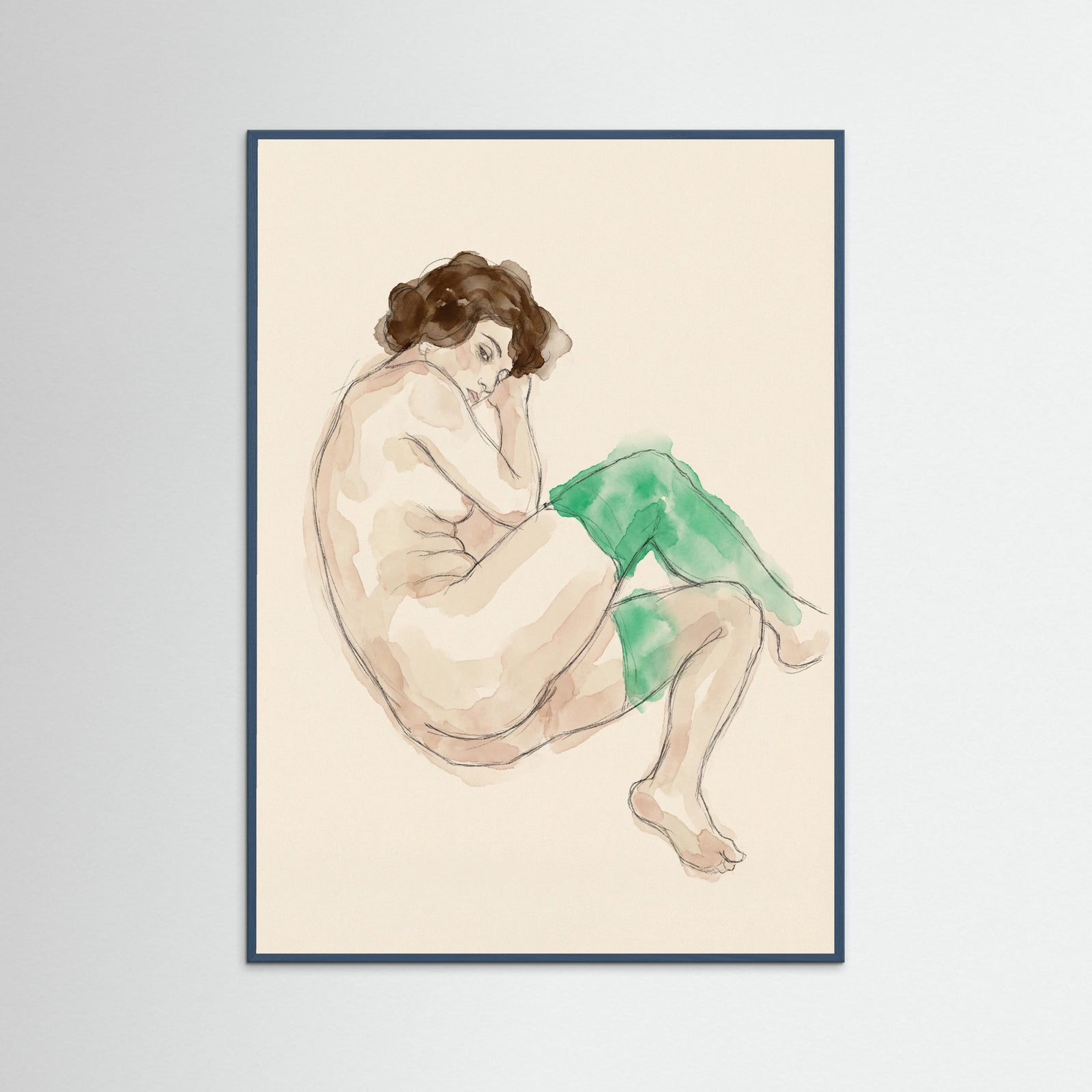 Teal Wood Bending Nude Study