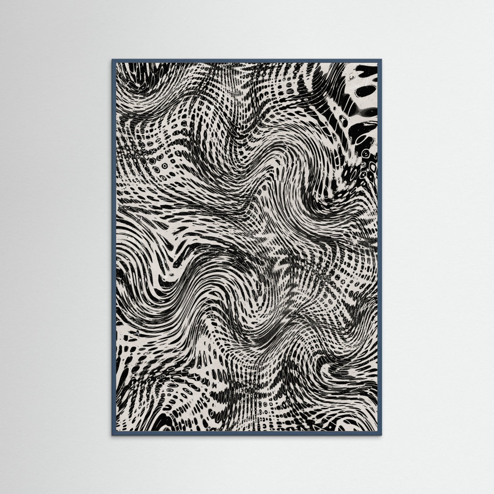 Teal Wood Black And White Net Pattern Poster