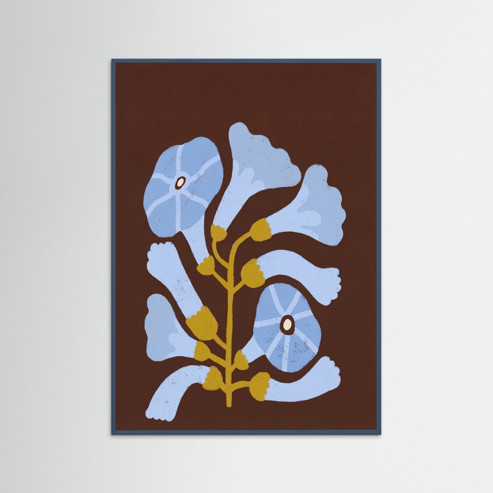 Teal Wood Blue Botanical Bloom