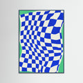 Teal Wood Blue Checker Cloth Poster