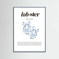 Póster Blue Lobster Poster | Minimalist Coastal Art with Seafood Illustration – póster e impresión artística