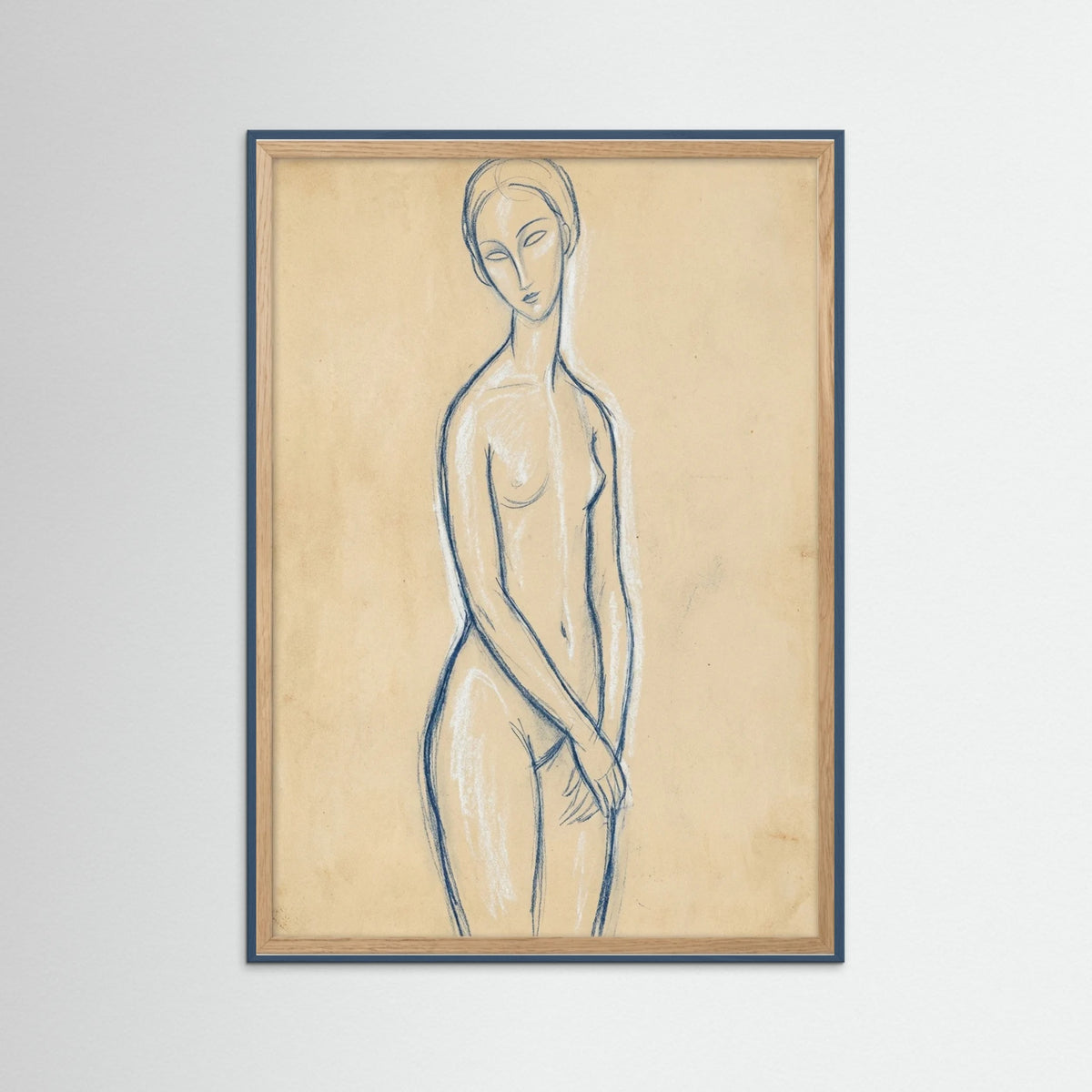 Teal Wood Blue Reclining Figure