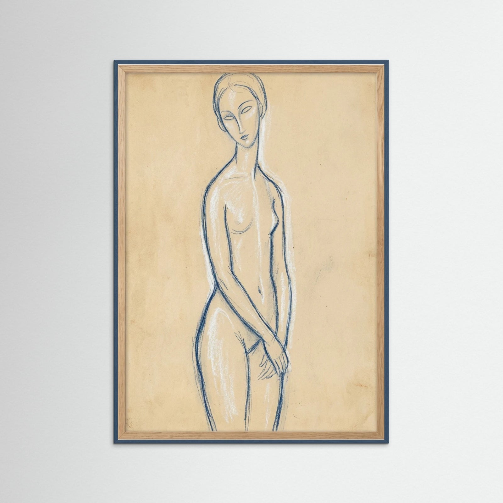 Teal Wood Blue Reclining Figure