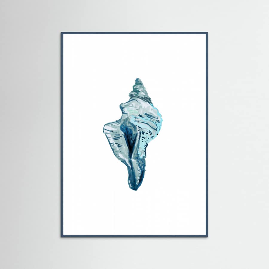 Blue Seashell On White Background No4 Poster – poster och konsttryck